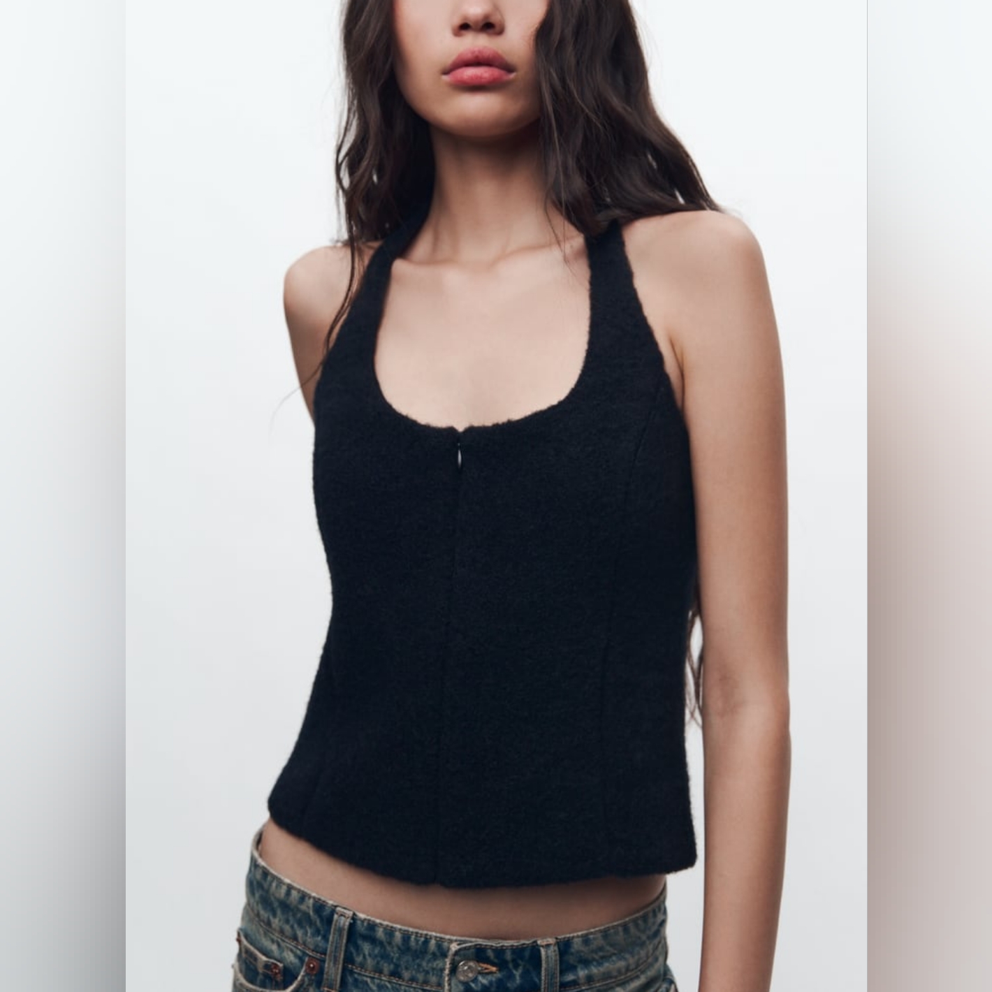Zara Faux Fur Halter Top